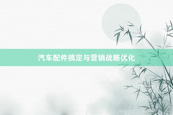 汽车配件搞定与营销战略优化