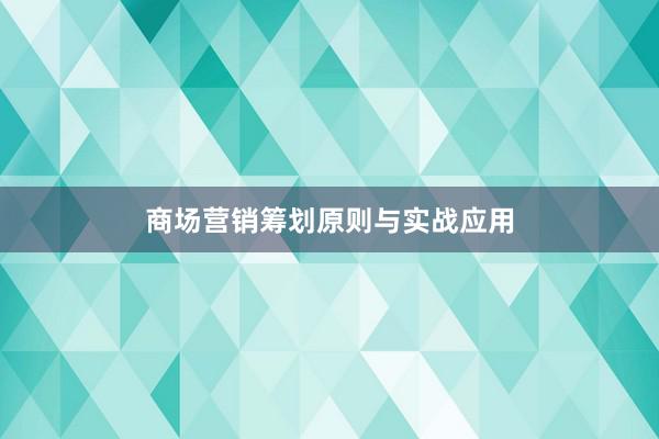 商场营销筹划原则与实战应用